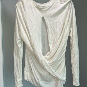 Helmut Lang off white long sleeve top with open back